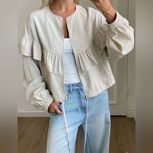 Women's Cream Ruffle Jacket
